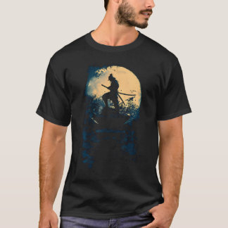 Samurai Japanische Kunst Vintage Krieger Schatten  T-Shirt