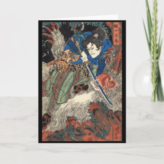 Samurai japanische Malerei c. 1800 Karte