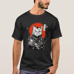 Samurai Japanischer Cat Bushido Warrior Katana Swo T-Shirt