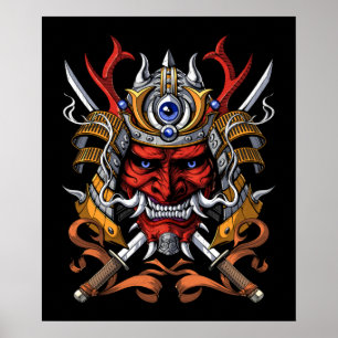 Samurai japanischer Demon Poster