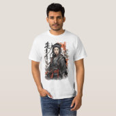 Samurai japanisches Mädchen Ninja Frau Chinesische T-Shirt (Vorne ganz)