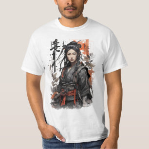 Samurai japanisches Mädchen Ninja Frau Chinesische T-Shirt