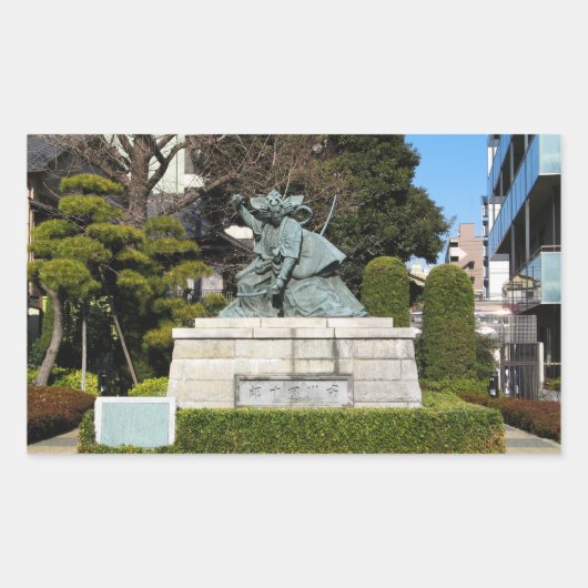 Samurai Kamakura Gongoro Kagemasa Kabuki Statue Rechteckiger Aufkleber (Vorderseite)
