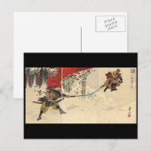 Samurai-Kampf im Schnee um 1890 Postkarte (Vorne/Hinten)