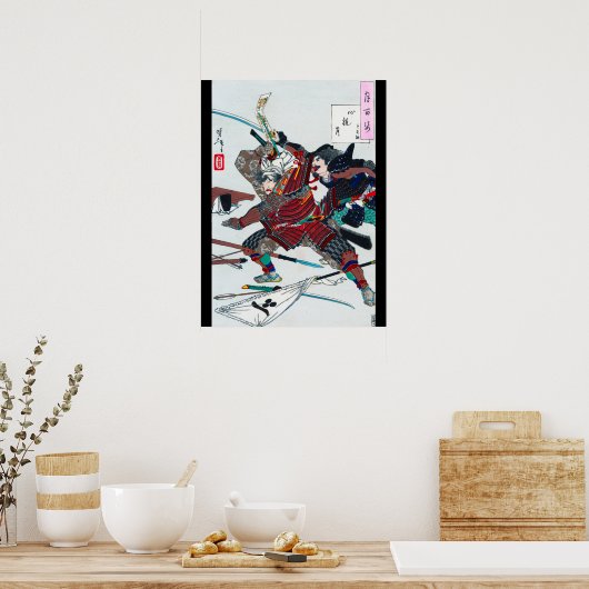 Samurai Kämpfe in Armor, Tsukioka Yoshitoshi Poster (Küche)