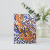 Samurai kämpfen Riese Salamander Kuniyoshi Postkarte (Stehend Vorderseite)