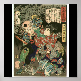 Samurai kämpfen Tengu, Circa 1866 Poster