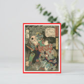 Samurai kämpfen Tengu, Circa 1866 Postkarte (Stehend Vorderseite)