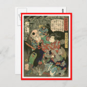 Samurai kämpfen Tengu, Circa 1866 Postkarte (Vorne/Hinten)