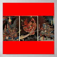 Samurai kämpft bösen Geist um 1860