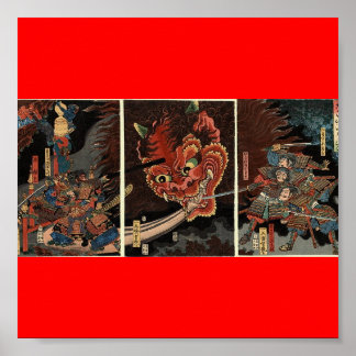 Samurai kämpft bösen Geist um 1860 Poster