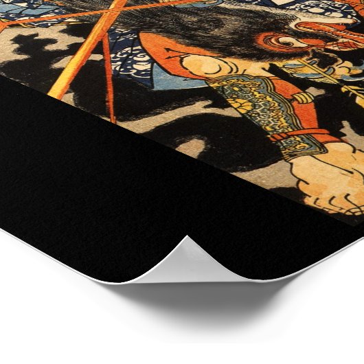 Samurai kämpft gegen ein großes Monster, um das 18 Poster (Ecke)