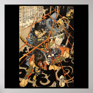 Samurai kämpft gegen ein großes Monster, um das 18 Poster