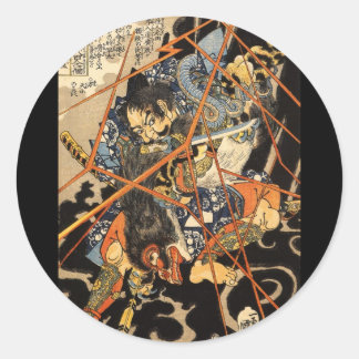 Samurai kämpft gegen ein großes Monster, um das 18 Runder Aufkleber