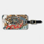 Samurai kämpft gegen einen Tiger, Kuniyoshi, Ukiyo Gepäckanhänger (Vorderseite horizontal)