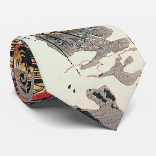 Samurai kämpft gegen einen Tiger, Kuniyoshi, Ukiyo Krawatte (Gerollt)