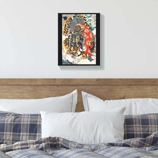 Samurai kämpft gegen einen Tiger, Kuniyoshi, Ukiyo Leinwanddruck (Insitu (Schlafzimmer))