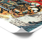 Samurai kämpft gegen einen Tiger, Kuniyoshi, Ukiyo Poster (Ecke)