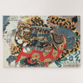 Samurai kämpft gegen einen Tiger, Kuniyoshi, Ukiyo Puzzle (Horizontal)