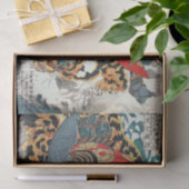 Samurai kämpft gegen einen Tiger, Kuniyoshi, Ukiyo Seidenpapier (Geschenk)