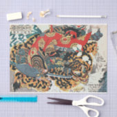 Samurai kämpft gegen einen Tiger, Kuniyoshi, Ukiyo Seidenpapier (Handwerk)