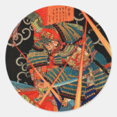 SAMURAI KÄMPFT MIT MONSTER RUNDER AUFKLEBER (Vorderseite)