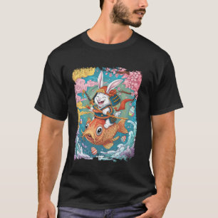 Samurai-Kaninchen reitet auf Koi Ostereier-Suche T-Shirt