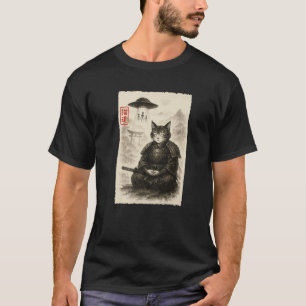 Samurai-Katze Alien UFO Lustige Invasion Meme Sumi T-Shirt