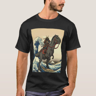 Samurai-Katze-Dinosaurier-Ukiyo-e-Art Japanische G T-Shirt