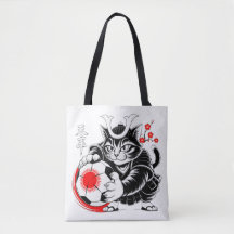 Samurai-Katze-Fußball-Einkaufstasche für den tägli