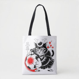Samurai-Katze-Fußball-Einkaufstasche für den tägli Tasche