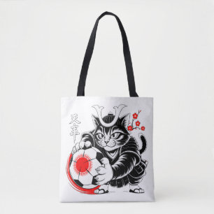 Samurai-Katze-Fußball-Einkaufstasche für den tägli Tasche