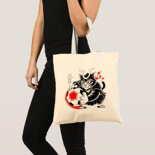 Samurai-Katze-Fußball-Einkaufstasche für den tägli Tragetasche