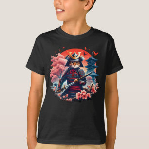 Samurai-Katze Graphic Warrior Vintage japanischer T-Shirt