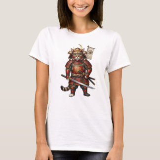Samurai-Katze in traditioneller Rüstung – mit Schw T-Shirt