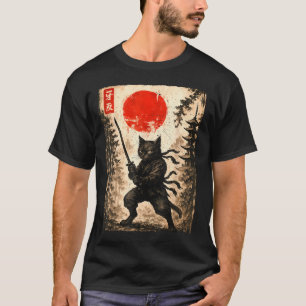 Samurai-Katze japanisch Männer Jungen Kinder Grafi T-Shirt
