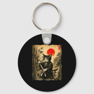 Samurai-Katze japanische Kunst Männer Jungen lusti Schlüsselanhänger