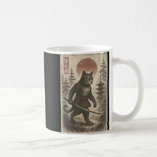 Samurai-Katze japanische Vintage-Grafik Ukiyo-e Ku Kaffeetasse