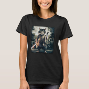 Samurai-Katze japanischer Krieger Vintage T-Shirt