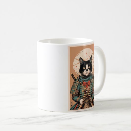 Samurai-Katze Kaffeetasse (VorderseiteRechts)