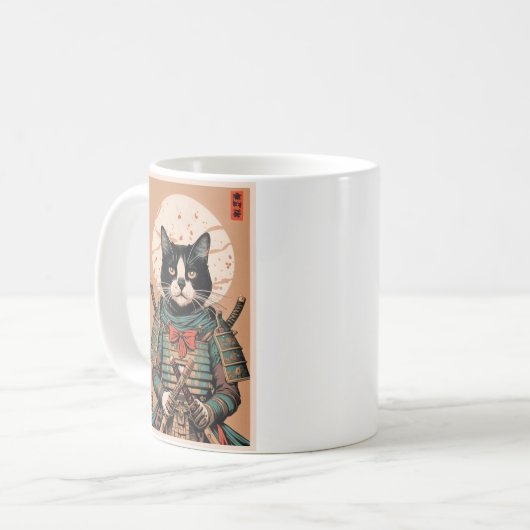 Samurai-Katze Kaffeetasse (Vorderseite Links)