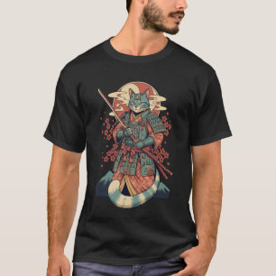 Samurai-Katze Katana japanischer Anime-Krieger Kin T-Shirt