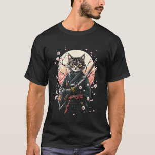 Samurai-Katze Katana Krieger Kämpfer japanische Ku T-Shirt