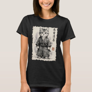 Samurai-Katze-Krieger-Anime-Japanische-Kunst-Kawai T-Shirt