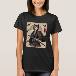 Samurai-Katze Krieger japanische Kunst Katze Ukiyo T-Shirt
