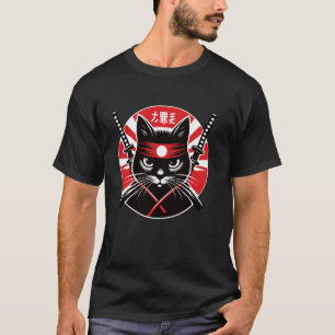 Samurai-Katze Krieger Katana Japanische Ninja-Kuns T-Shirt