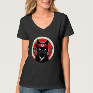 Samurai-Katze Krieger Katana Japanische Ninja-Kuns T-Shirt