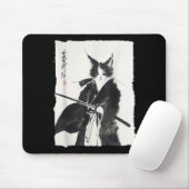 Samurai-Katze Krieger-Tinte - Japanische Kunst Kat Mousepad (Mit Mouse)