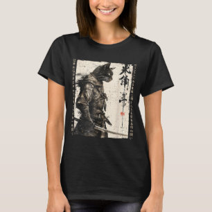 Samurai-Katze Krieger Ukiyo-Tinte-Kunstwerk Katze T-Shirt