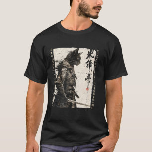 Samurai-Katze Krieger Ukiyo-Tusche-Kunstwerk Katze T-Shirt